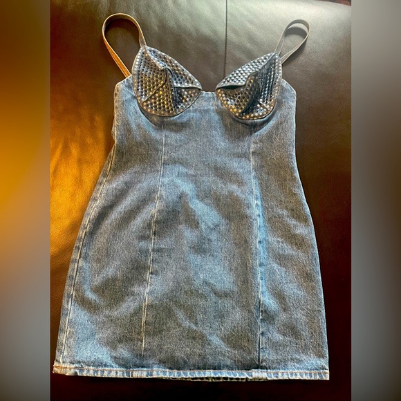 AREA Dresses & Skirts - AREA Crystal Embellished Denim Dress